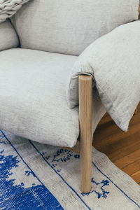 close up of upholstery and area rug
